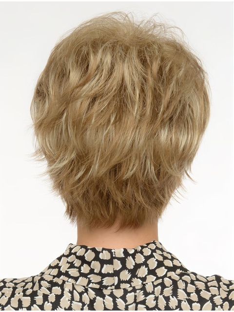 Fabulous Short Wavy Blonde Capless Nice Boycuts Synthetic Women Wigs