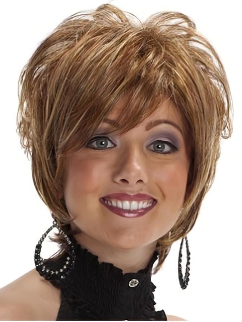 High Quality Brown Wavy Short Capless Synthetic Women Wigs