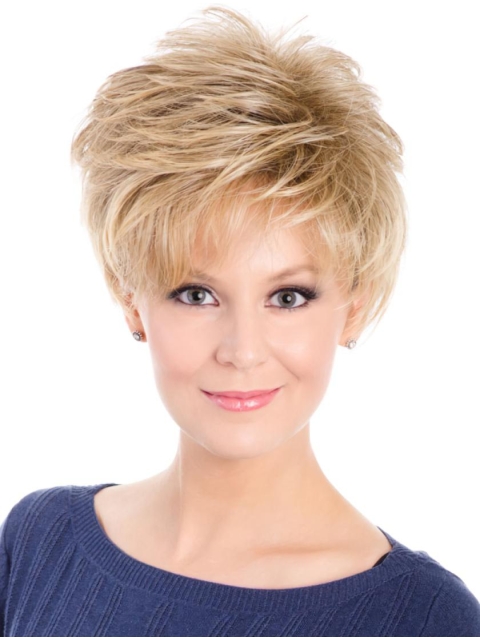 New Design Short Wavy Blonde Layered Capless Fabulous Synthetic Women Wigs