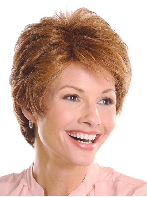  No-fuss Layered Wavy Short Monofilament Synthetic Women Wigs