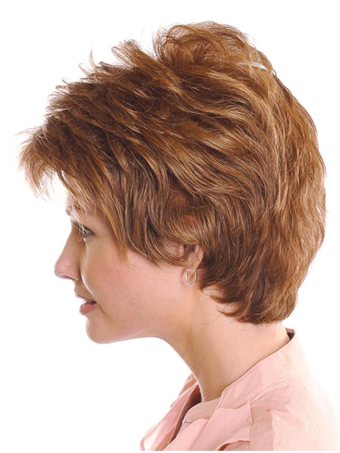  No-fuss Layered Wavy Short Monofilament Synthetic Women Wigs