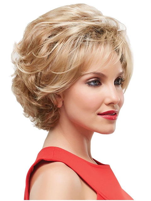 Blonde Wavy Short Monofilament Synthetic Women Wigs