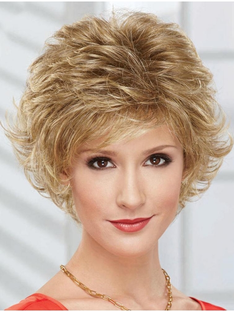 Wonderful Short Wavy Blonde Layered Capless Fantastic Synthetic Women Wigs