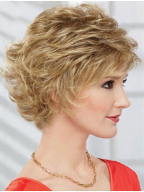 Wonderful Short Wavy Blonde Layered Capless Fantastic Synthetic Women Wigs