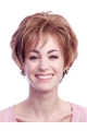 Popular Auburn Wavy Short Glueless Lace Front Synthetic Women Wigs