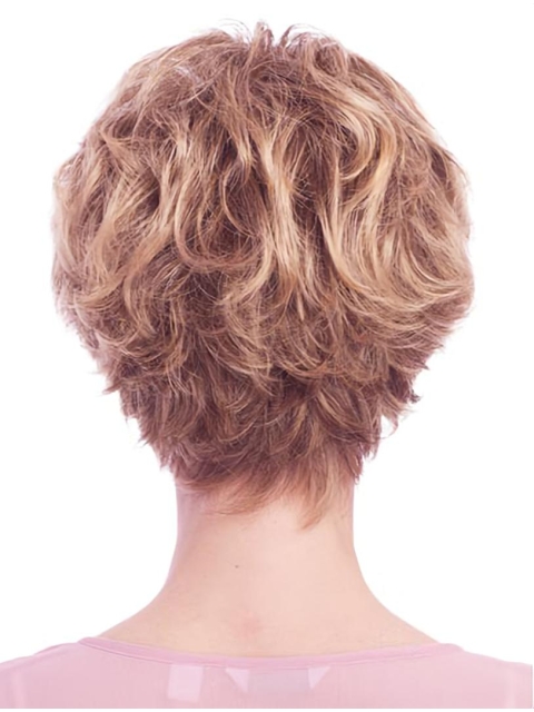 Popular Auburn Wavy Short Glueless Lace Front Synthetic Women Wigs