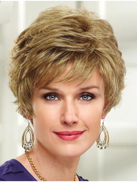 So Great Short Wavy Blonde Layered Capless Popular Synthetic Women Wigs