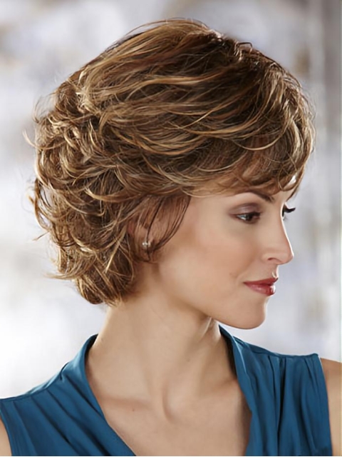 Good Auburn Wavy Short Capless Classic Synthetic Women Wigs