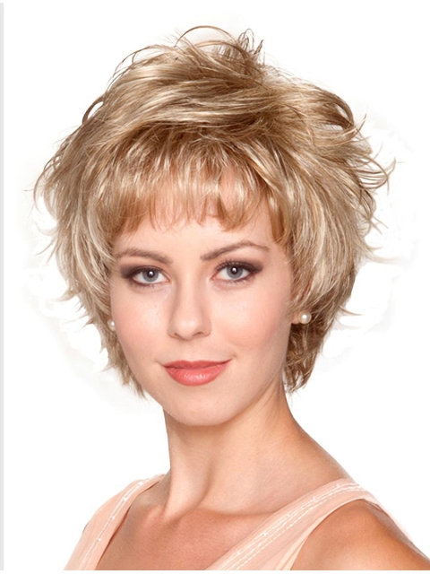 Fashion Blonde Wavy Short Capless Synthetic Women Wigs