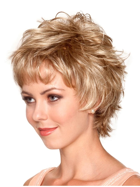 Fashion Blonde Wavy Short Capless Synthetic Women Wigs