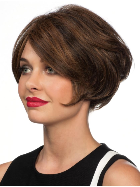 Fantastic Brown Wavy Short Mono filament Fabulous Synthetic Women Wigs