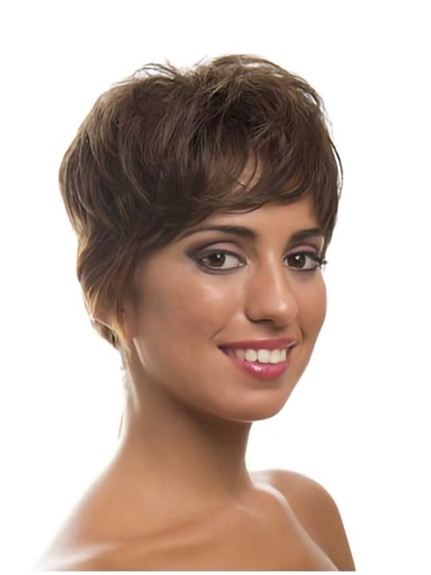 Fashion Wavy Short Brown Layered Lace New Design Synthetic Women Wigs