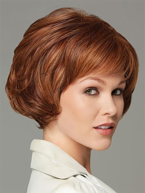 Easy Auburn Wavy Short Capless Classic Synthetic Women Wigs