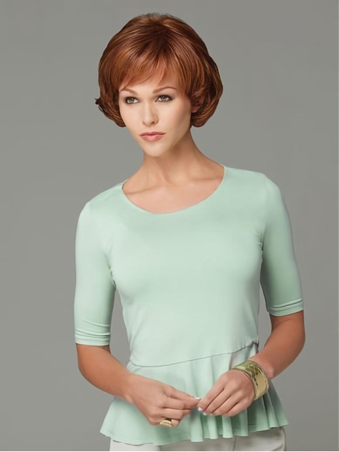 Easy Auburn Wavy Short Capless Classic Synthetic Women Wigs