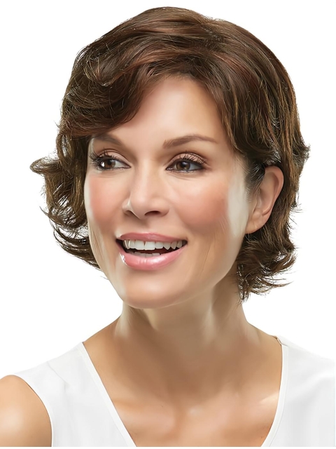  Modern Layered Wavy Short Monofilament Synthetic Women Wigs