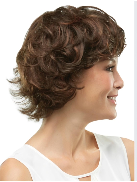  Modern Layered Wavy Short Monofilament Synthetic Women Wigs