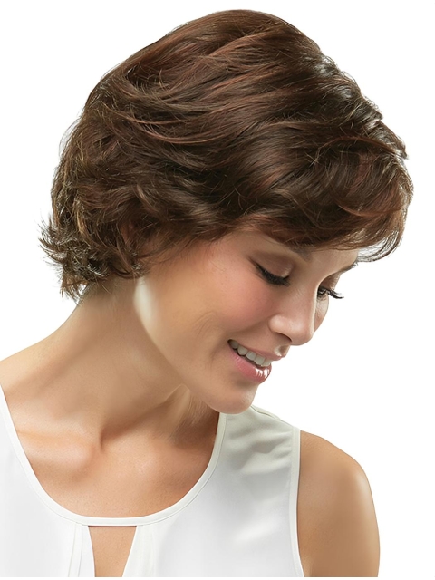  Modern Layered Wavy Short Monofilament Synthetic Women Wigs