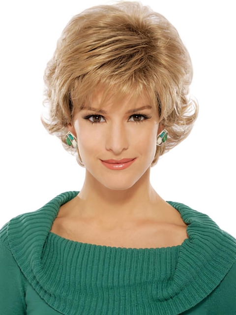 Refined Blonde Wavy Short Capless Classic Synthetic Women Wigs