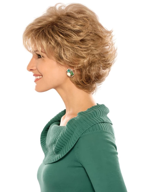 Refined Blonde Wavy Short Capless Classic Synthetic Women Wigs