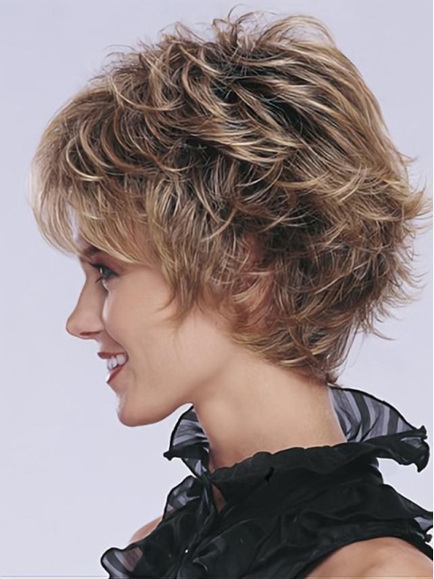 Blonde Wavy Short Capless Synthetic Comfortable  Women Wigs