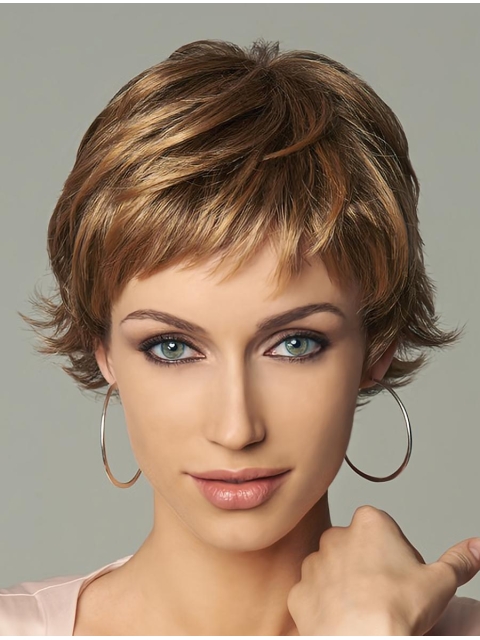 Blonde Wavy Short Monofilament Synthetic Women Wigs