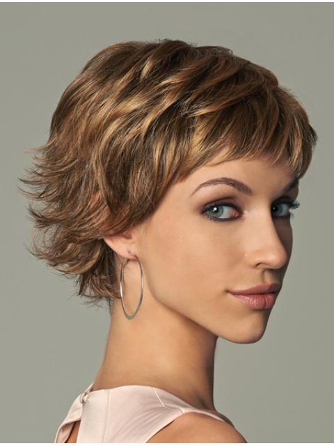 Blonde Wavy Short Monofilament Synthetic Women Wigs