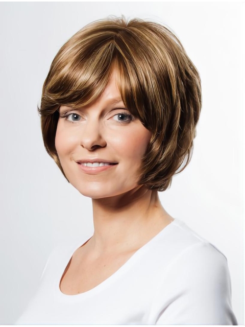 Comfortable Blonde Wavy Short Lace Front Synthetic Women Wigs