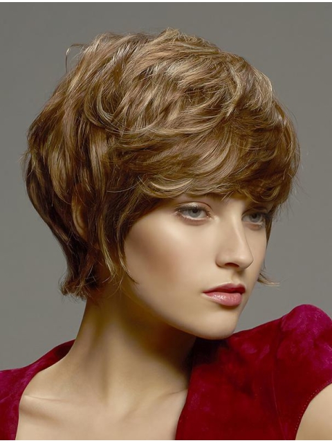 Wonderful Blonde Short Wavy Boycuts Capless Fantastic Synthetic Women Wigs