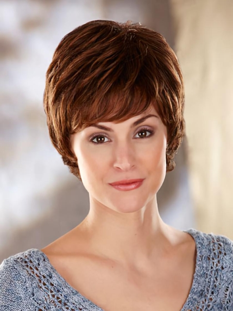 Wholesome Brown Wavy Short Capless Classic Synthetic Women Wigs