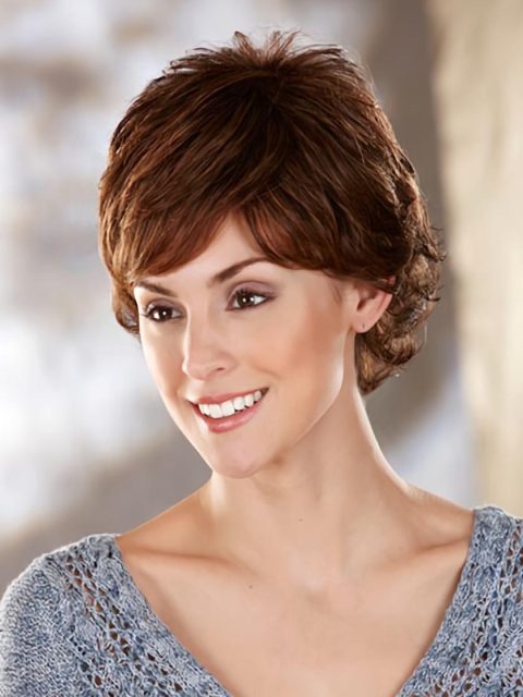 Wholesome Brown Wavy Short Capless Classic Synthetic Women Wigs