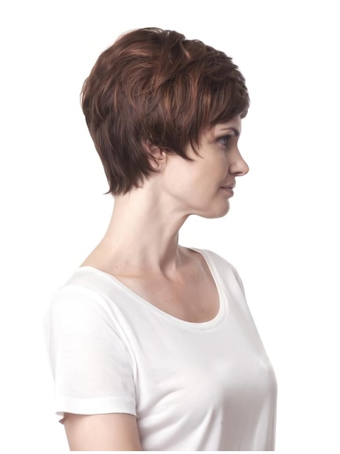 Tempting Auburn Wavy Short Monofilament Synthetic Women Wigs