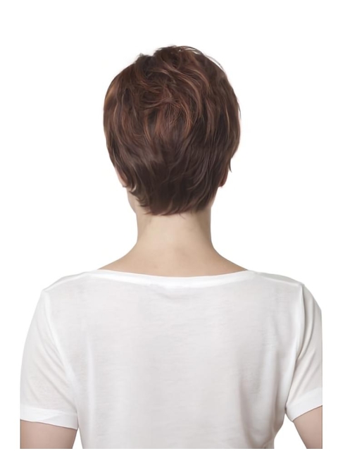 Tempting Auburn Wavy Short Monofilament Synthetic Women Wigs