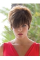 So Great Short Wavy Brown High Quality Boycuts Monofilament Synthetic Women Wigs