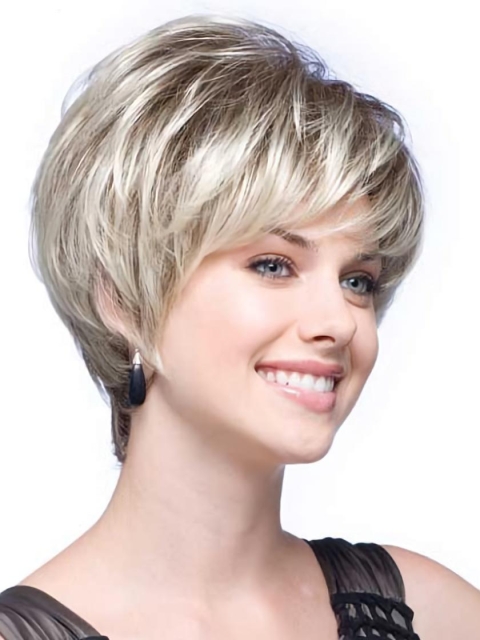 Exquisite Wavy Short Capless Synthetic Grey Women Wigs