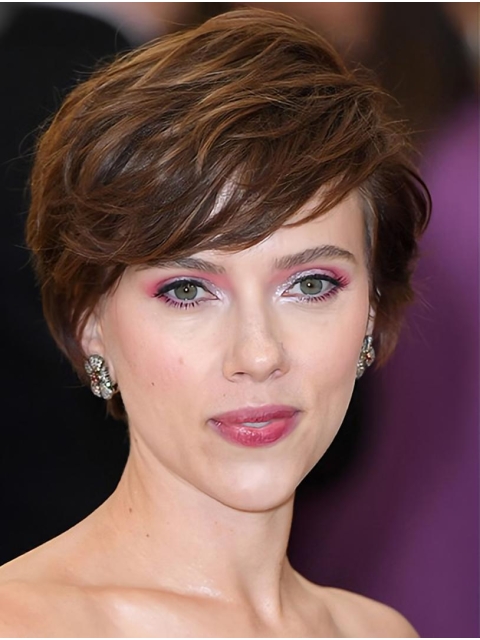 Wavy Short Brown Capless Synthetic Scarlett Johansson Women Wigs