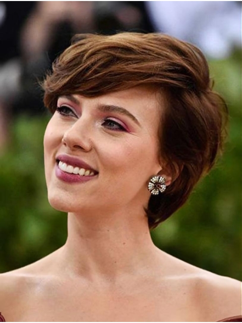 Wavy Short Brown Capless Synthetic Scarlett Johansson Women Wigs