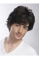 Shining Black Wavy Short Hand-Tied Human Hair Men Wigs