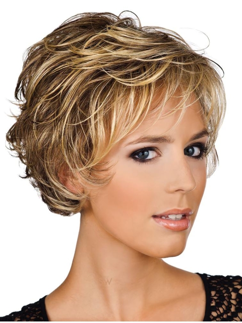 Preferential Blonde Wavy Short Capless Human Hair Women Wigs