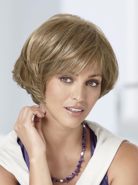 Preferential Blonde Wavy Short Capless Synthetic Women Bob Wigs