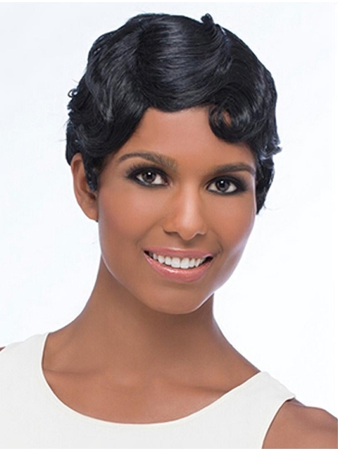 Stylish Black Wavy Short Capless Classic Synthetic Women Wigs