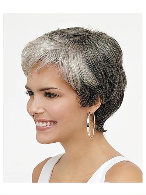 High Quality Wavy Short Monofilament Synthetic Grey Women Wigs