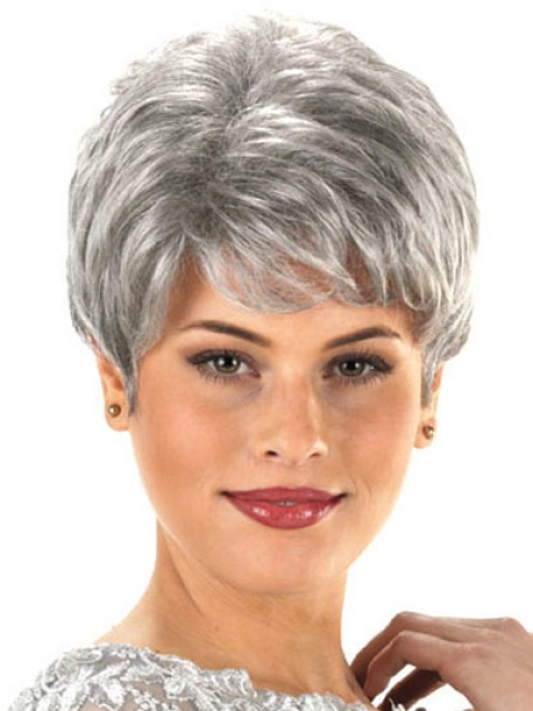 Hairstyles Wavy Short Capless Synthetic Grey Women Wigs