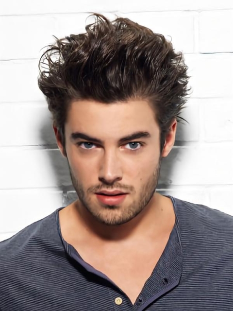 New Auburn Wavy Short Capless Human Hair Men Wigs