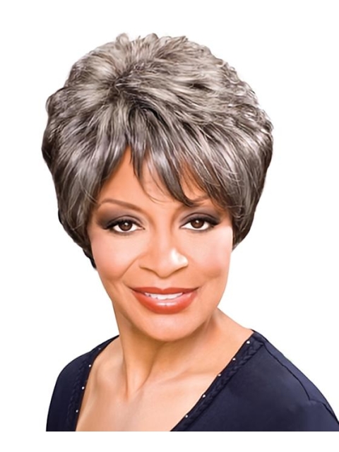 Tempting Wavy Short Capless Synthetic Grey Women Wigs