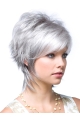 Traditional Wavy Short Lace Front Synthetic Grey Women Wigs