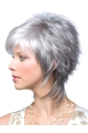 Traditional Wavy Short Lace Front Synthetic Grey Women Wigs