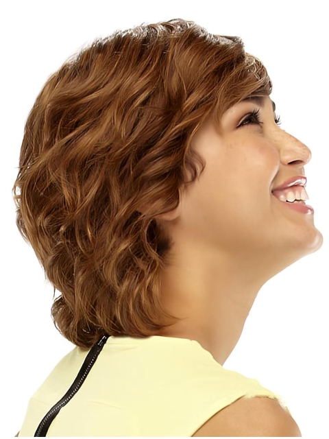 Affordable Blonde Wavy Short Remy Human Hair Women Wigs