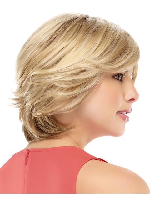 Affordable Blonde Wavy Short Remy Human Hair Women Wigs