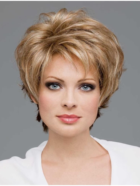 Boycuts Wavy Short Lace Front Synthetic Convenient Women Wigs