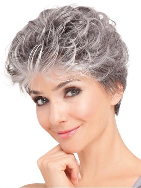 Modern White Wavy Short Lace  Front Classic Synthetic Women Wigs